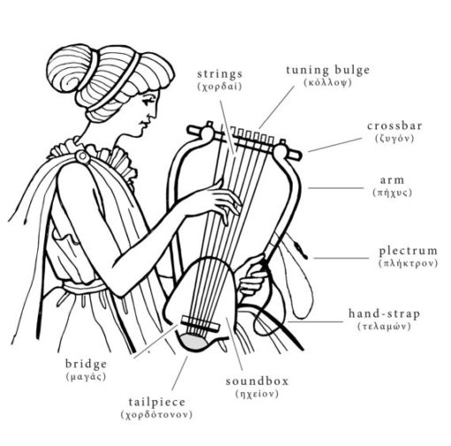 Ancient Greek Lyre, Sketch, Luthieros Music Instruments, en.luthieros.com