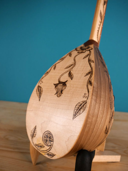 Tzouras decorated with Fire | Handmade Greek Traditional String Instruments - Koumartzis familia - www.LUTHIEROS.com