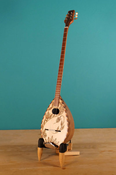 Tzouras decorated with Fire | Handmade Greek Traditional String Instruments - Koumartzis familia - www.LUTHIEROS.com