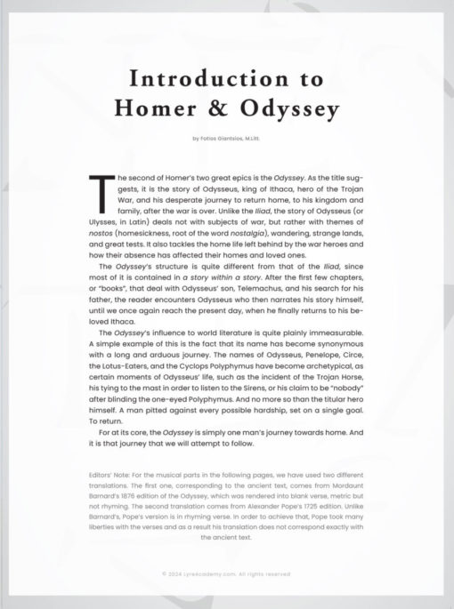 Homer's Odyssey - Lyre Sheet Music by Lina Palera - Lyre and Kithara Sheet Music Books Series - Scorebooks - Tablatures - LUTHIEROS.com